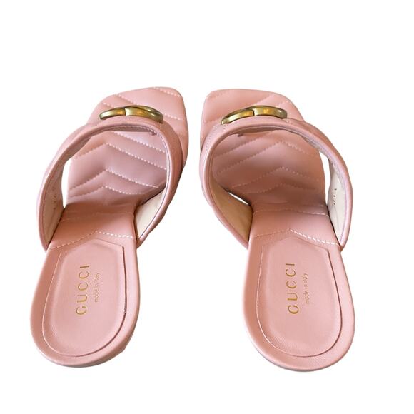 Gucci GG Marmont Quilted Pink Leather Thong Sandals Women Size 37.5 / US 7.5 New - Picture 13 of 16
